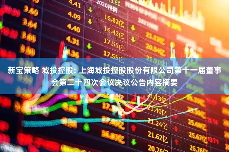 新宝策略 城投控股: 上海城投控股股份有限公司第十一届董事会第二十四次会议决议公告内容摘要