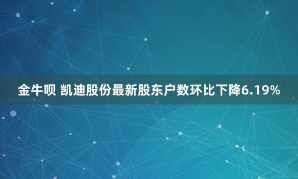 金牛呗 凯迪股份最新股东户数环比下降6.19%